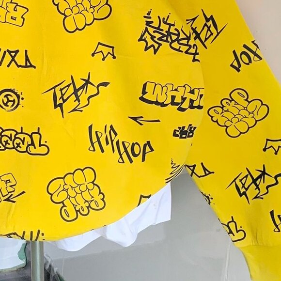 Bright Yellow Graffiti Street Art Graphic Sweatshirt - Picture 4 of 4